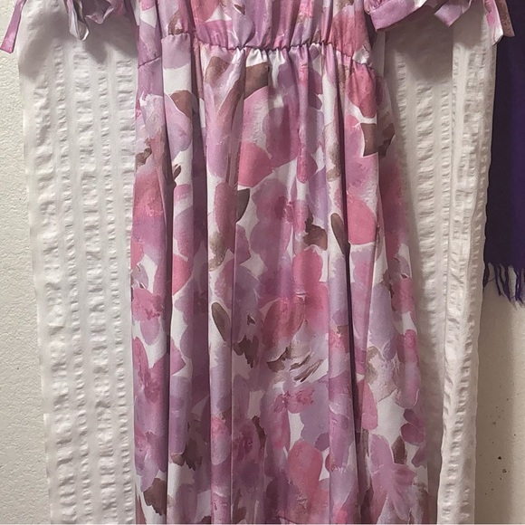 Floral Off-Shoulder Pink Dress - Picture 3 of 15